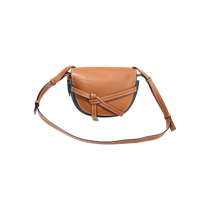 ITE55C2NREKH Loewe 321.54.T20 Brown & Blue Calfskin Gate Small Shoulder Bag