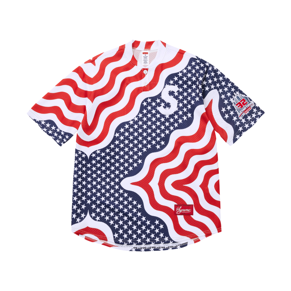 - Supreme Shop S Logo Baseball Henley Flag New York - 26SS