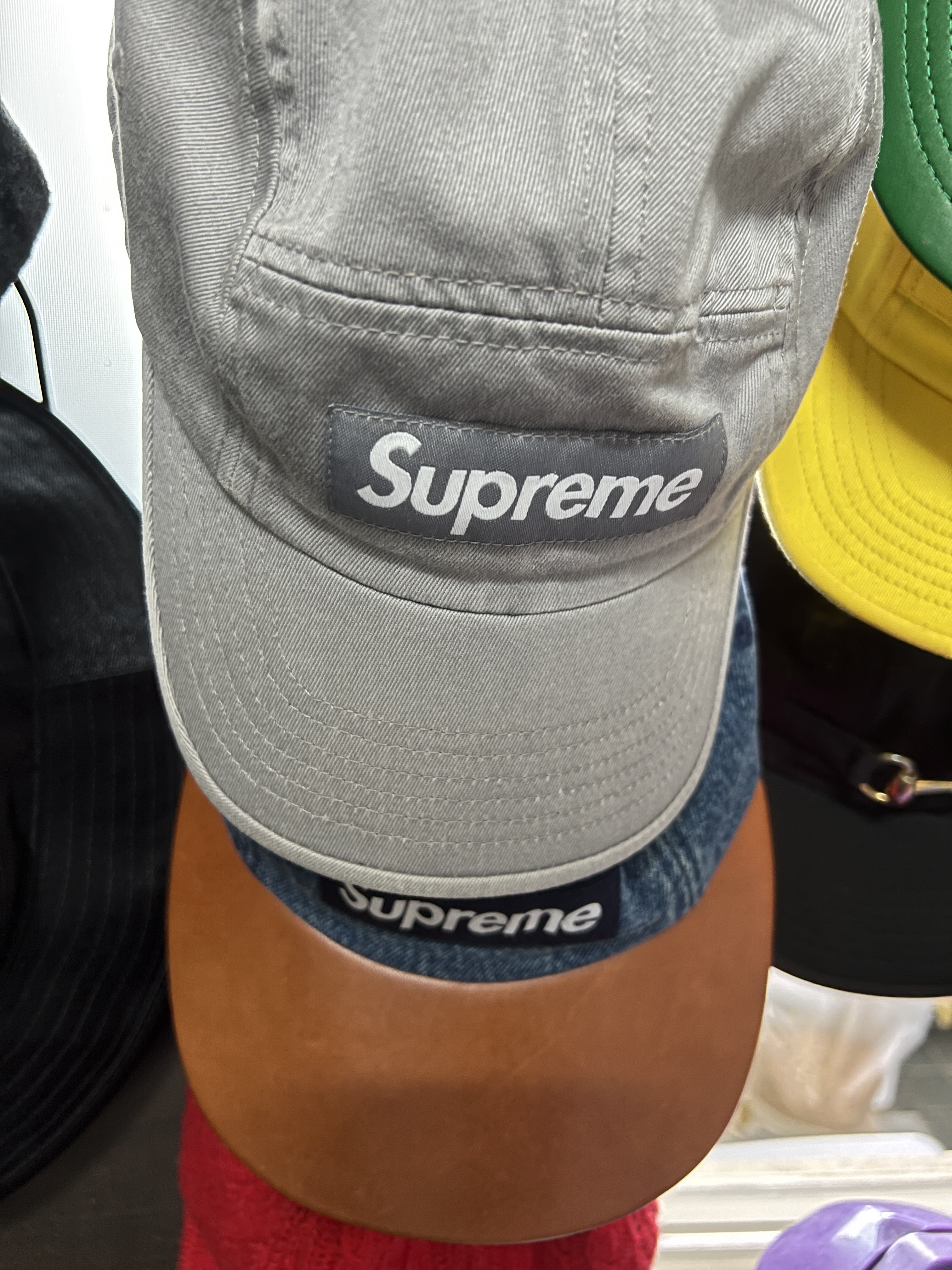 Supreme Washed Chino Twill Camp Cap Grey - 22SS 착용 스타일