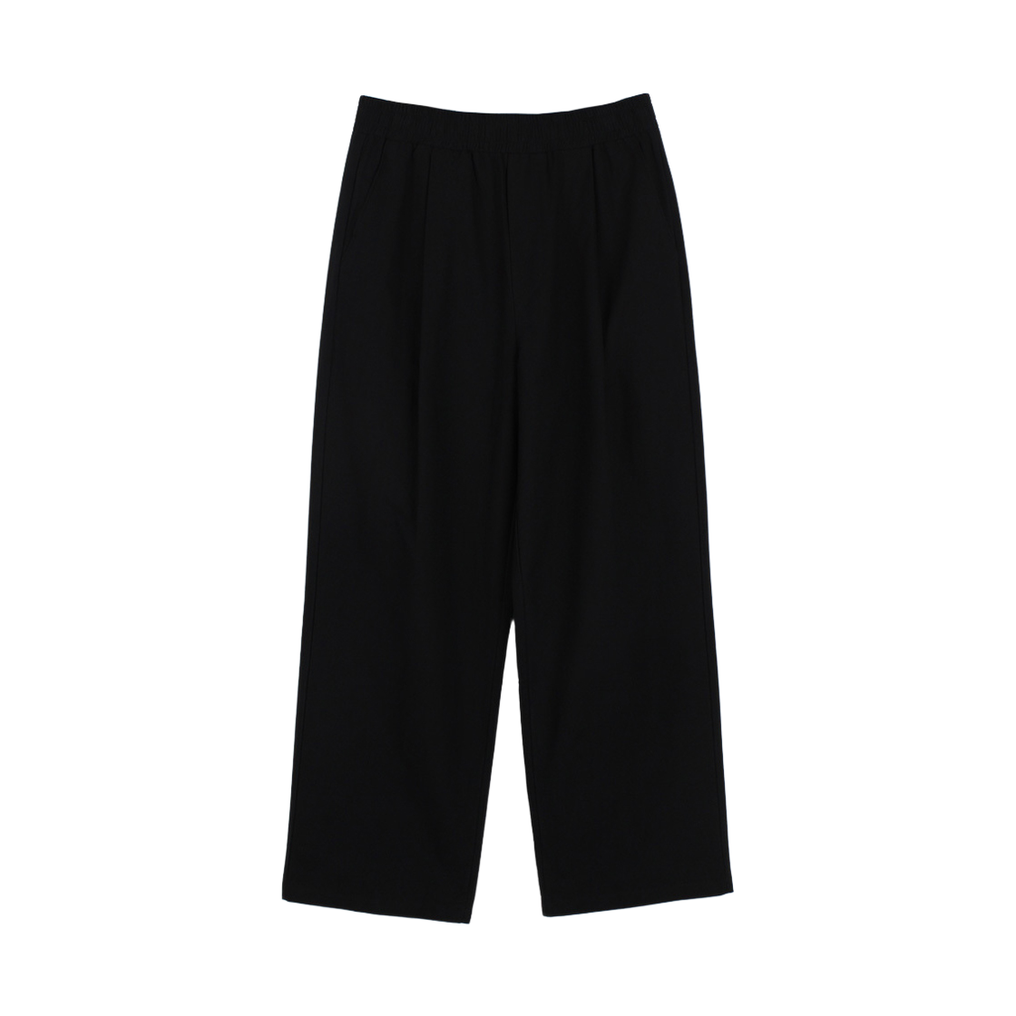 지크립 린넨 라이크 밴딩 원핀턱 와이드 팬츠 블랙(GCLIP Linen-like Waist-Banding One Pintuck Wide Pants Black)