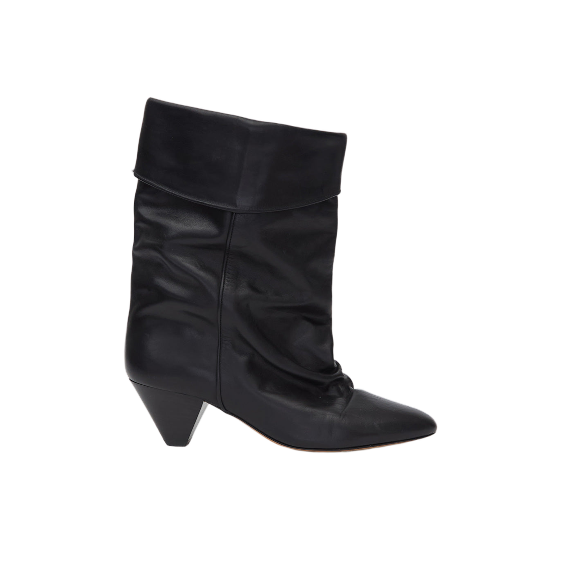 BO0188FA-C1A19S-01BK (W) Isabel Marant Dalby Draped Leather Boots Black