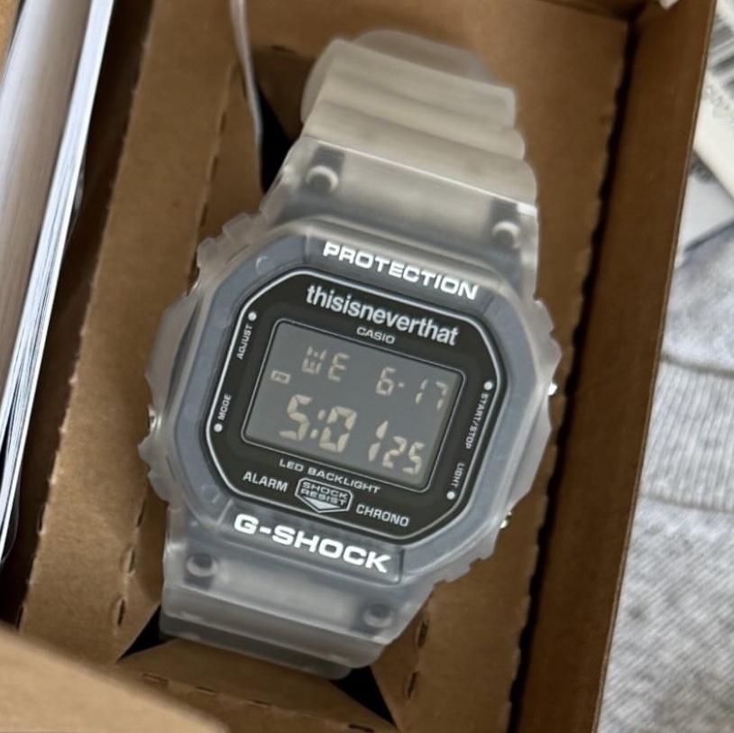 Casio G-Shock x Thisisneverthat DW-5600TNT-7 Transparent 착용 스타일