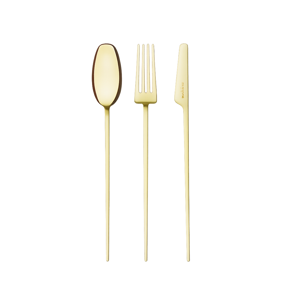 BELOINOX018 Belo Inox Two Titanium Gold Steak Dinner 3‑Piece Set