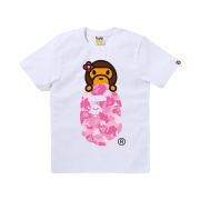 (W) BAPE ABC Lisa Camo Lisa On Ape Head T-Shirt White Pink