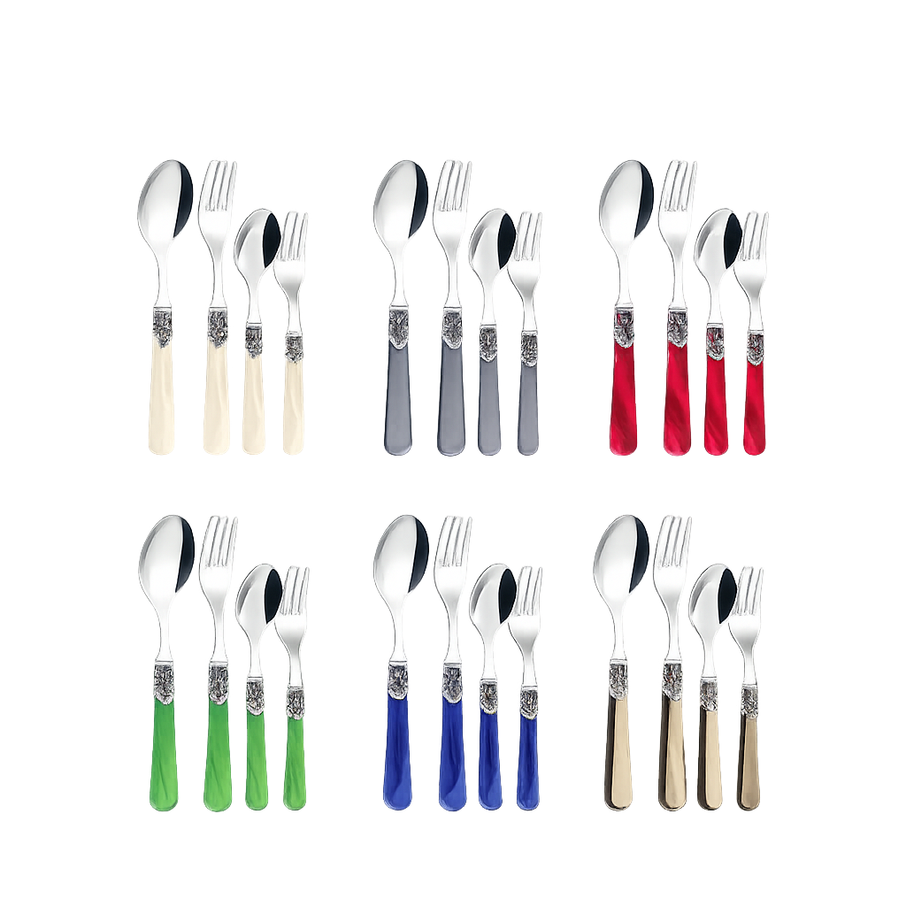 이엠이 제네바 디저트 커트러리 4종 세트(스푼2p,포크2p)(EME Geneva Dessert Cutlery Set, 4 Pieces (2 Spoons & 2 Forks))