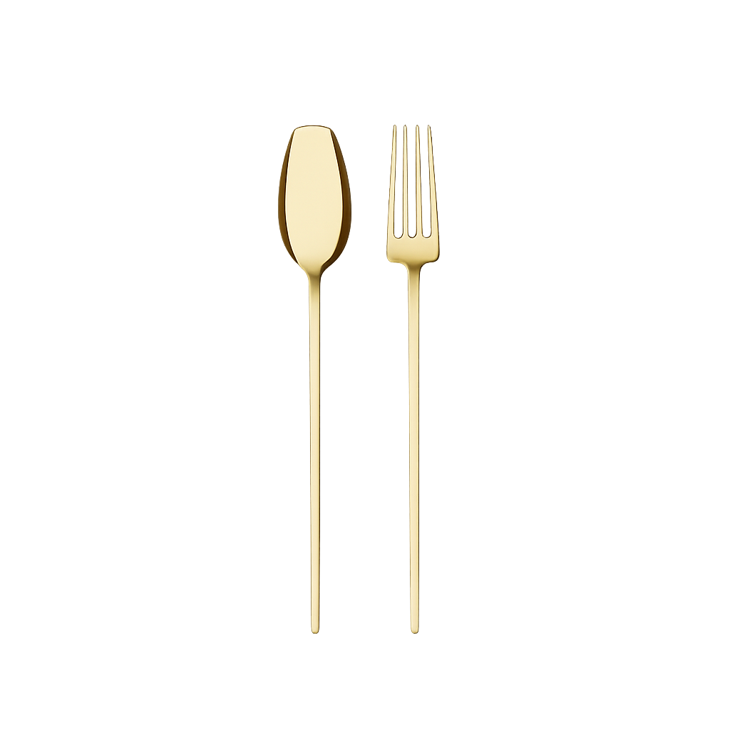BELOINOX012 Belo Inox Two Titanium Gold Dessert 2‑Piece Set