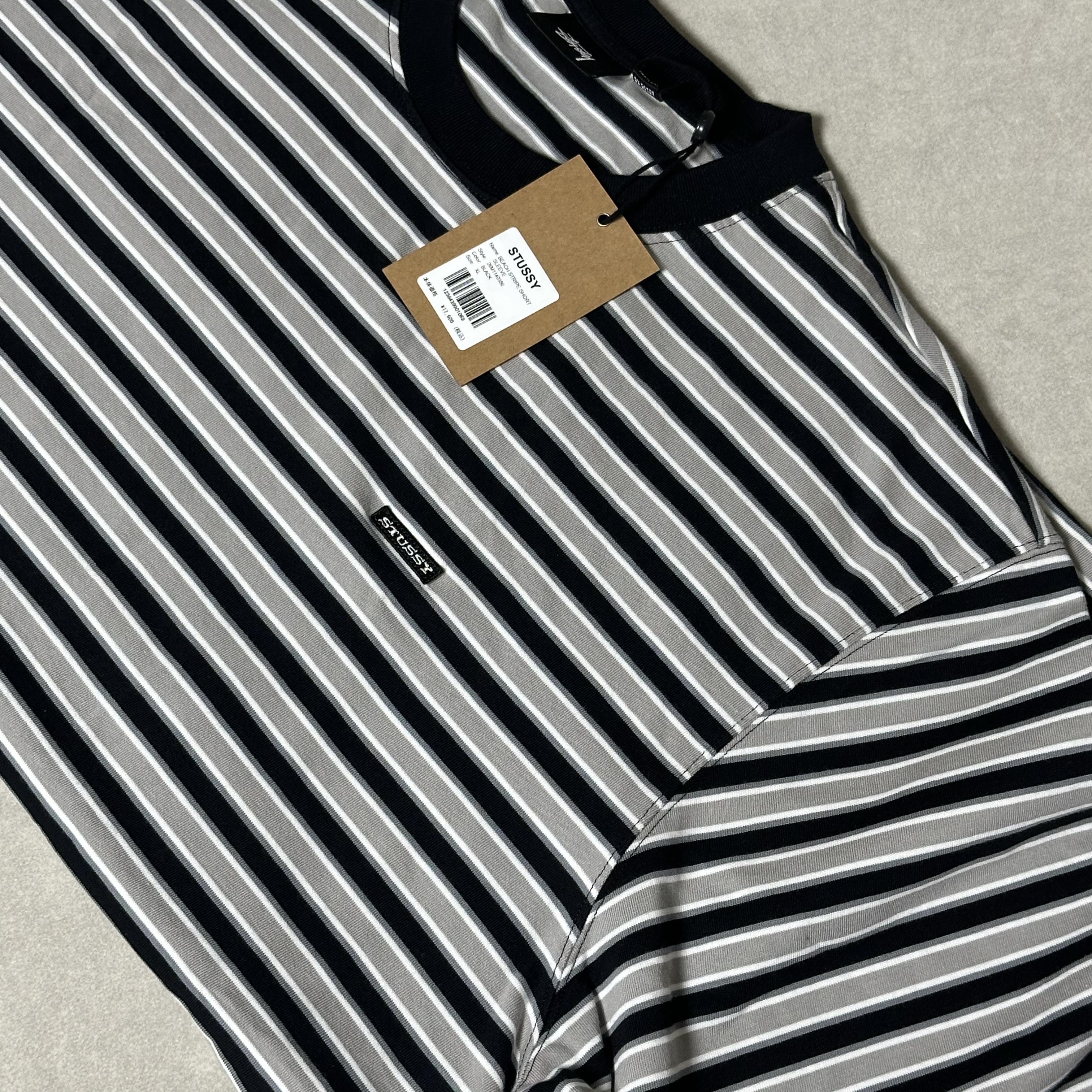 Stussy Beach Stripe T-Shirt Black 착용 스타일