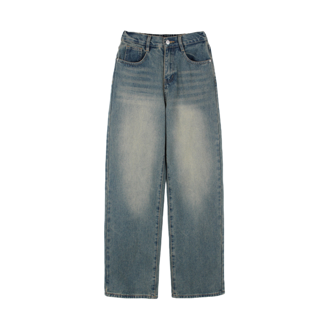 지크립 밴딩 빈티지 워싱 스트레이트 루즈핏 데님팬츠 빈티지(GCLIP Banded Vintage Washing Straight Loose Fit Denim Pants VINTAGE) - 1
