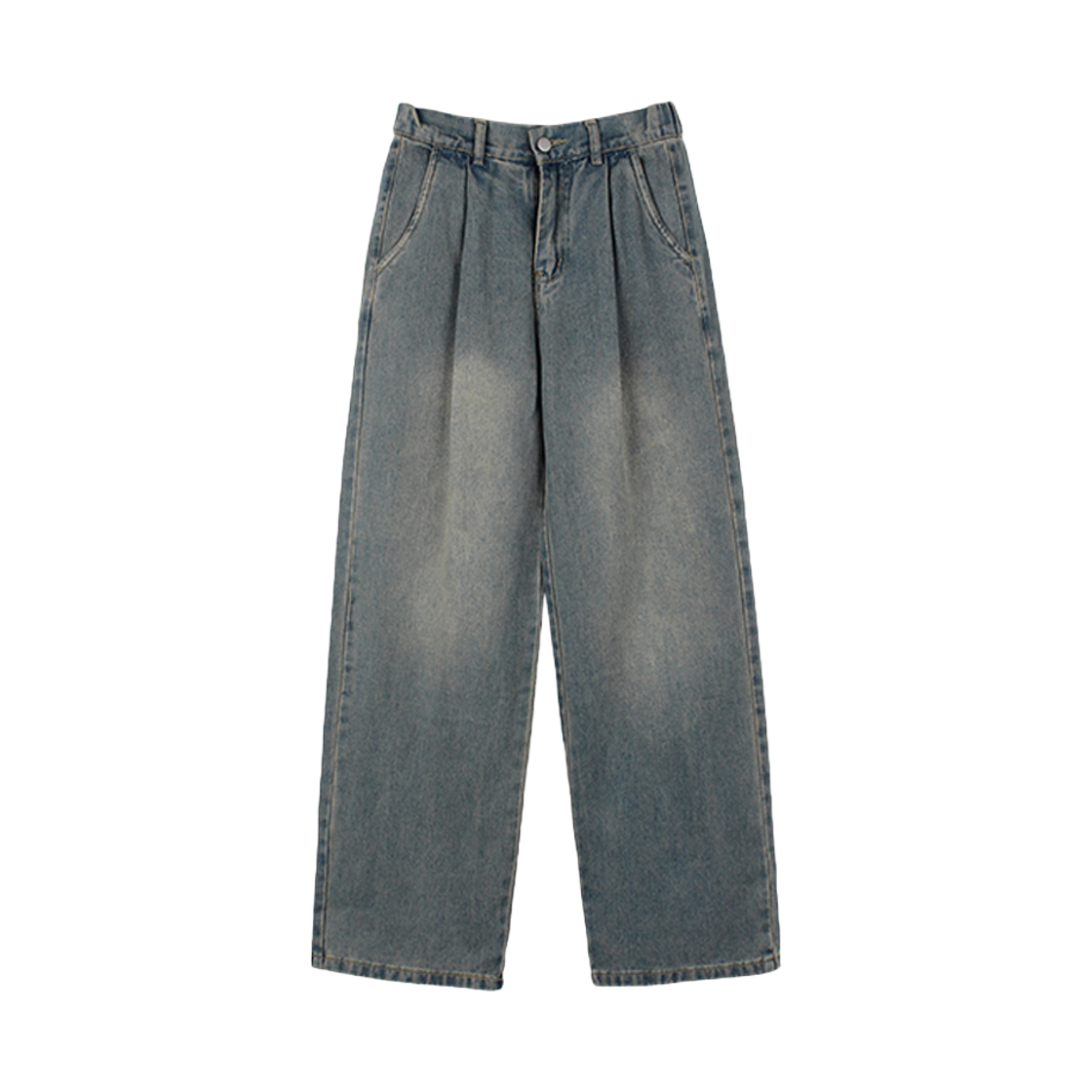 지크립 핀턱 스트레이트 와이드 데님 팬츠 빈티지(GCLIP Pleated Straight Wide Denim Pants Vintage) - 1