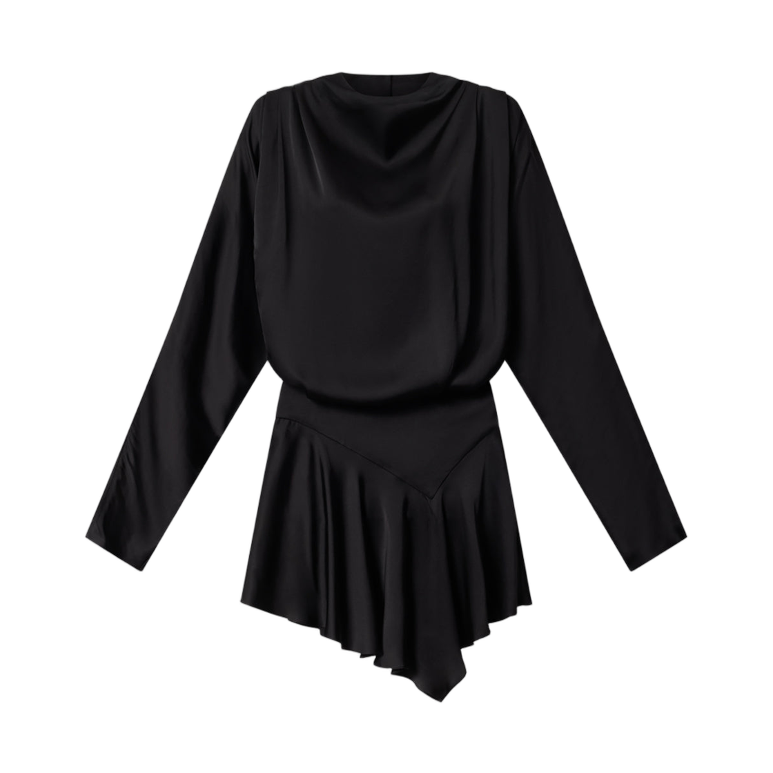 RO1094FA-D3J13I-01BK (W) Isabel Marant Neline Draped Satin Dress Black - 26FW