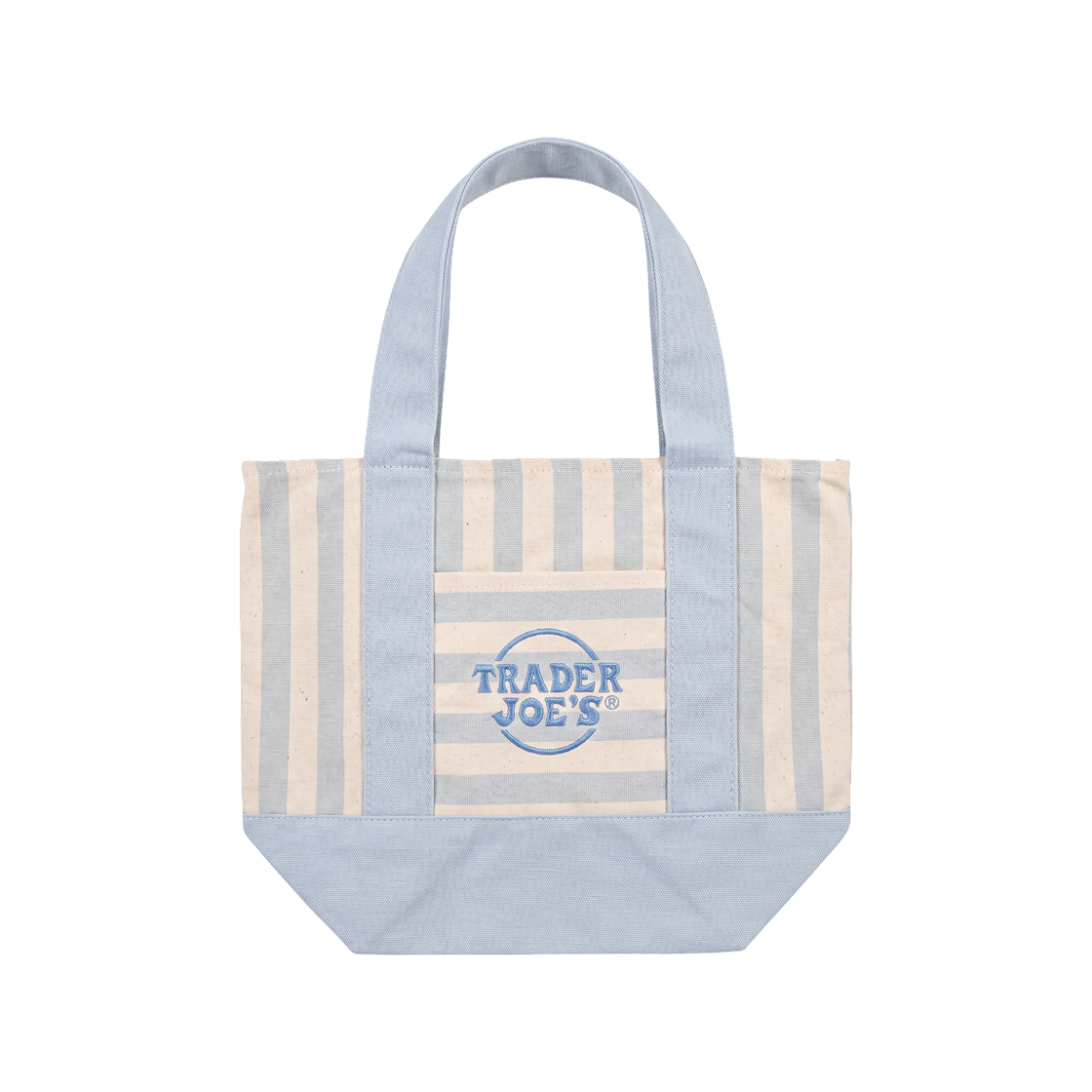 트레이더 조 스트라이프 미니 캔버스 토트백 스카이 블루(Trader Joe's Striped Mini Canvas Tote Bag Sky Blue)