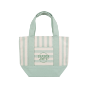 Trader Joe's Striped Mini Canvas Tote Bag Seafoam Green