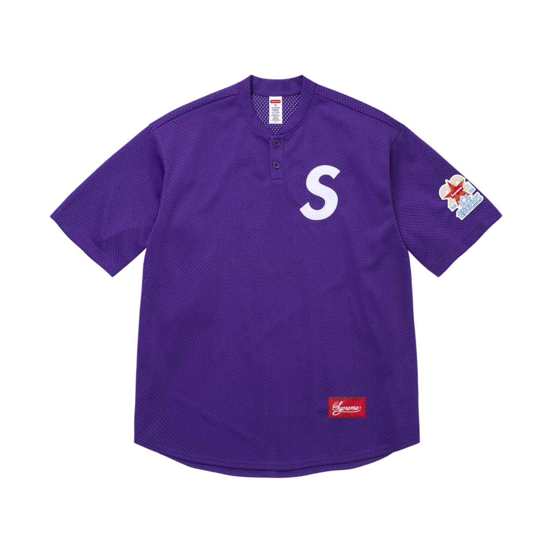 - Supreme Shop S Logo Baseball Henley Purple Los Angeles - 26SS