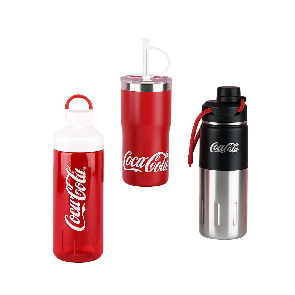 산테코 코카콜라 텀블러, 보틀 3종세트(Santeco Coca‑Cola Tumbler & Bottle 3‑Piece Set)