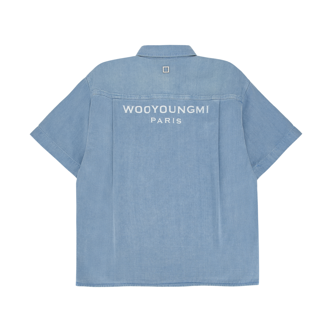 W261SH37884L Wooyoungmi Back Logo Short Sleeve Shirt Blue Denim - 26SS