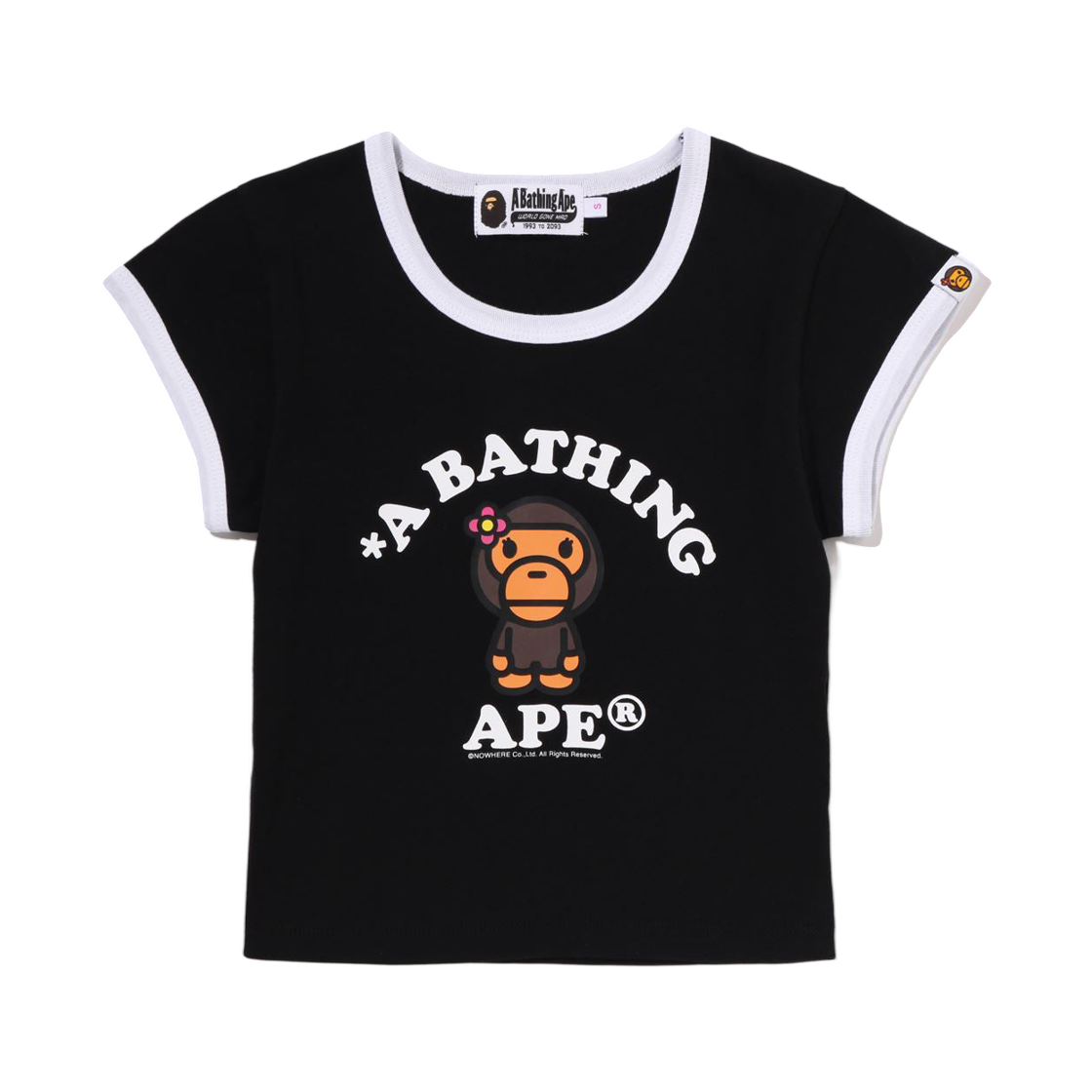 - (W) BAPE Baby Lisa College Cropped T-Shirt Black