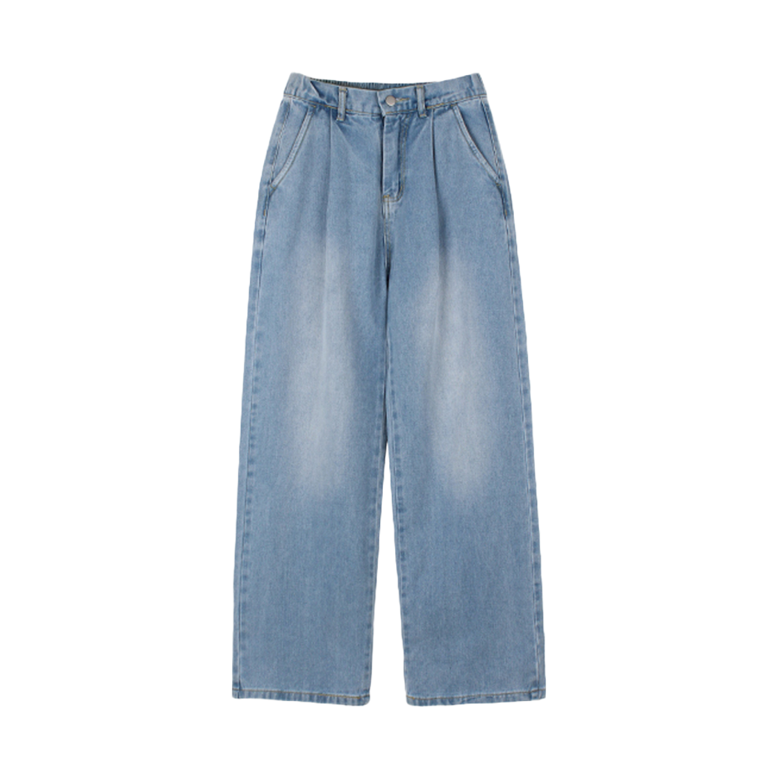 지크립 핀턱 스트레이트 와이드 데님 팬츠 연청(GCLIP Pleated Straight Wide Denim Pants Light Blue)