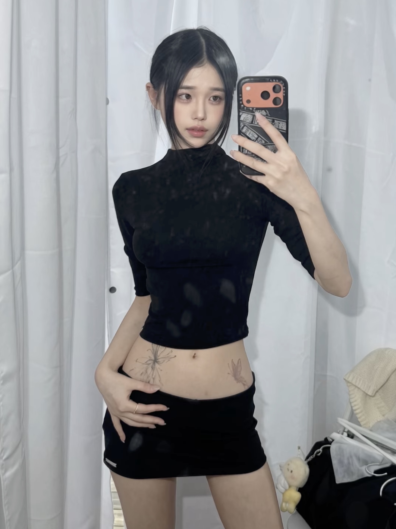 Bonnae essential micro skort Skin, Bonnae essential micro skort Black 착용 스타일
