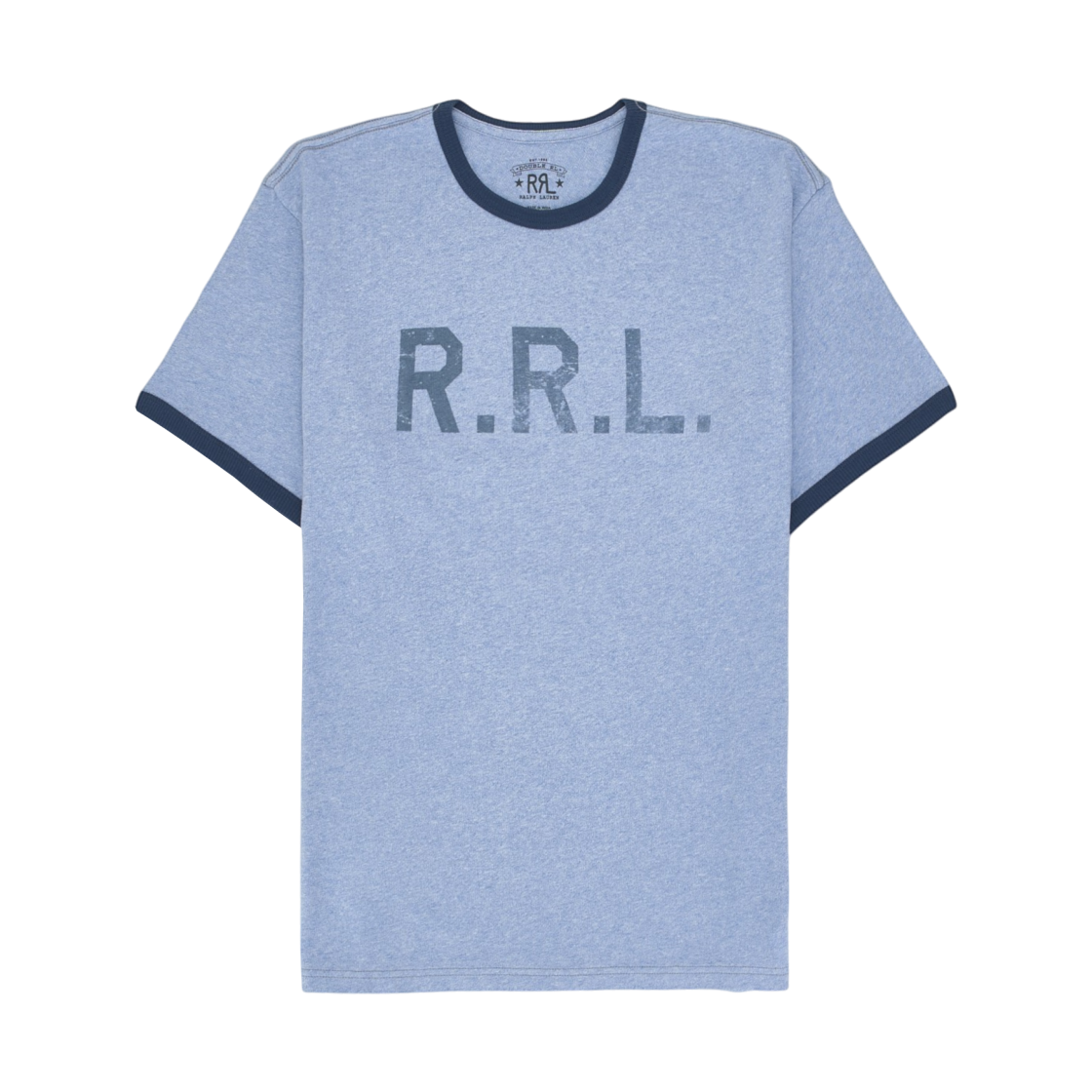 더블알엘 로고 저지 링거 티셔츠 라이트 블루 헤더(Double RL Logo Jersey Ringer T-Shirt Light Blue Heather)