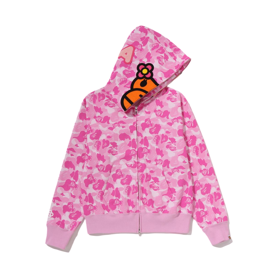 (W) 베이프 베이비 리사 ABC 카모 풀 집 후드 핑크((W) BAPE Baby Lisa ABC Camo Full Zip Hoodie Pink) - 2