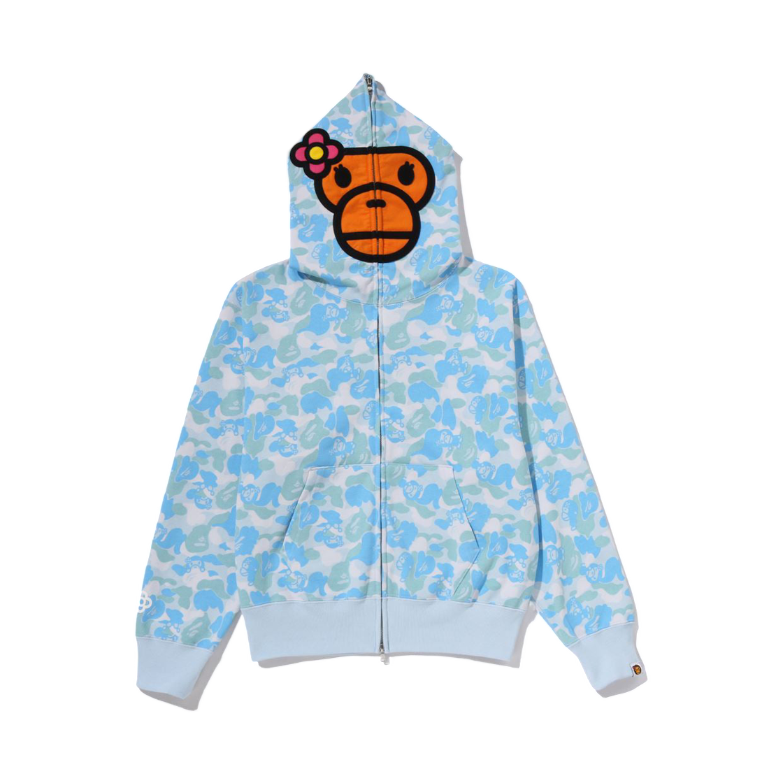 (W) 베이프 베이비 리사 ABC 카모 풀 집 후드 삭스((W) BAPE Baby Lisa ABC Camo Full Zip Hoodie Sax)