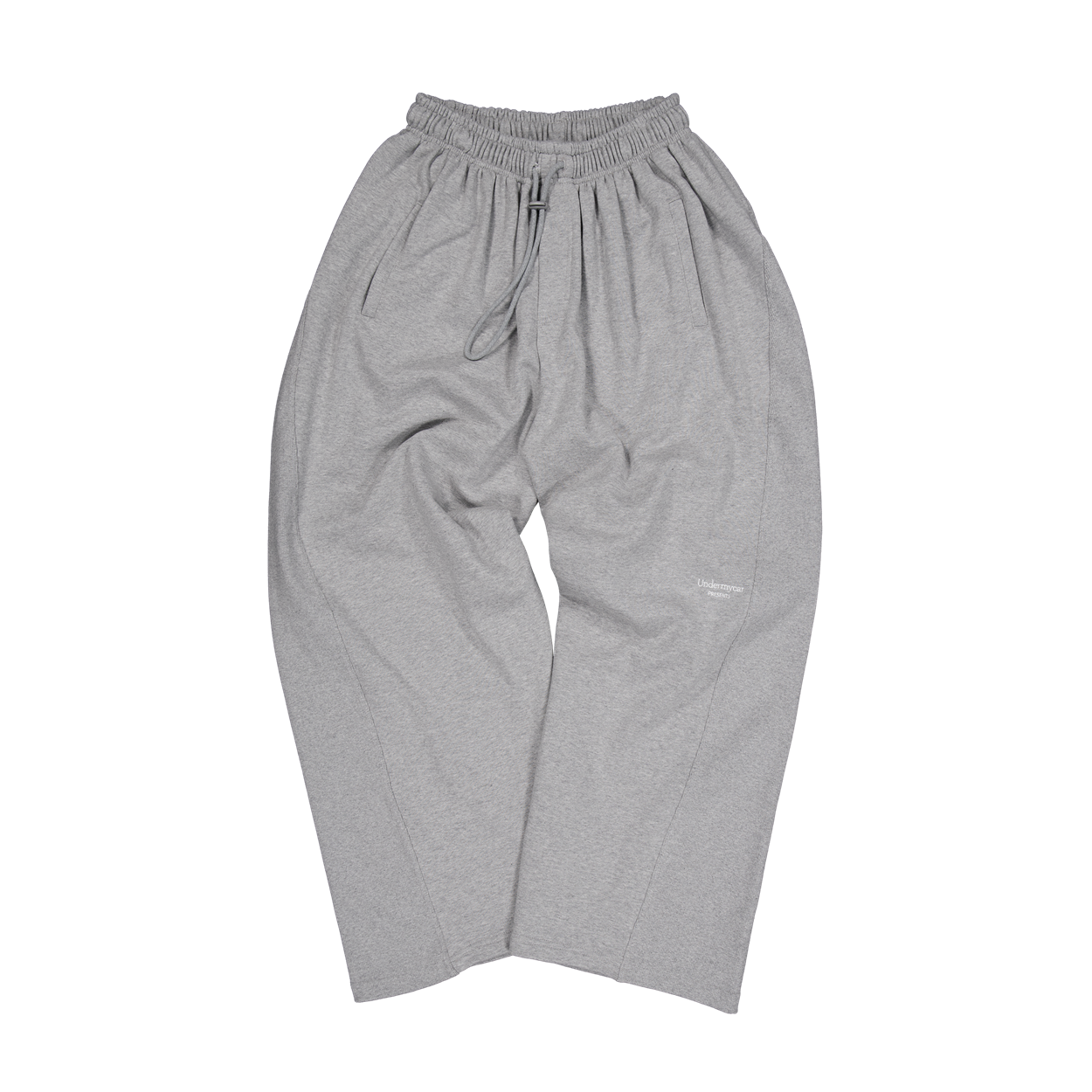 언더마이카 무.181 클래식 로고 립 패널 스웨트 팬츠 멜란지 그레이(Undermycar Mu.181 Classic Logo Rib Panel Sweat Pants Melange Gray)