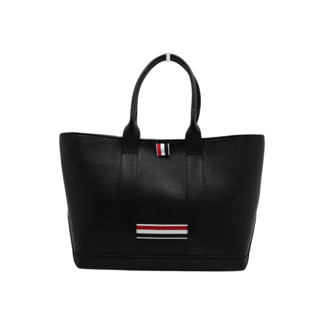 ITWJEHI7PIVR Thom Browne Black Grain Leather Small Tool Pebble Tote Bag