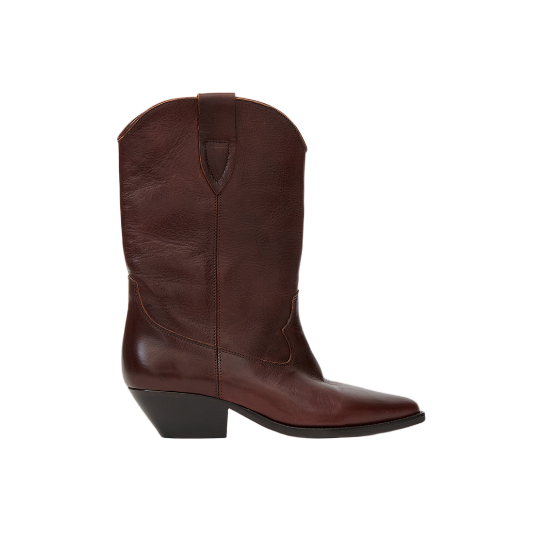 (W) 이자벨 마랑 두에르토 텍스쳐드 레더 힐 웨스턴 부츠 마호가니 - 26FW((W) Isabel Marant Duerto Textured Leather Heeled Western Boots Mahogany - 26FW)