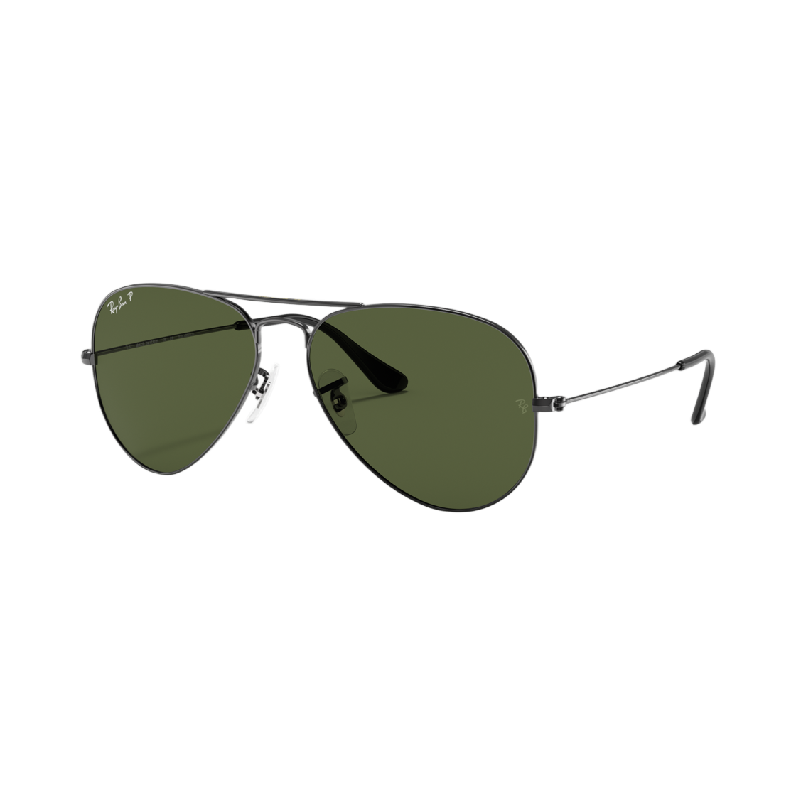 RB3025-004/58 Ray-Ban Aviator Classic Polished Gunmetal Frame G-15 Green Polarized Lense Adjustable Nosepads