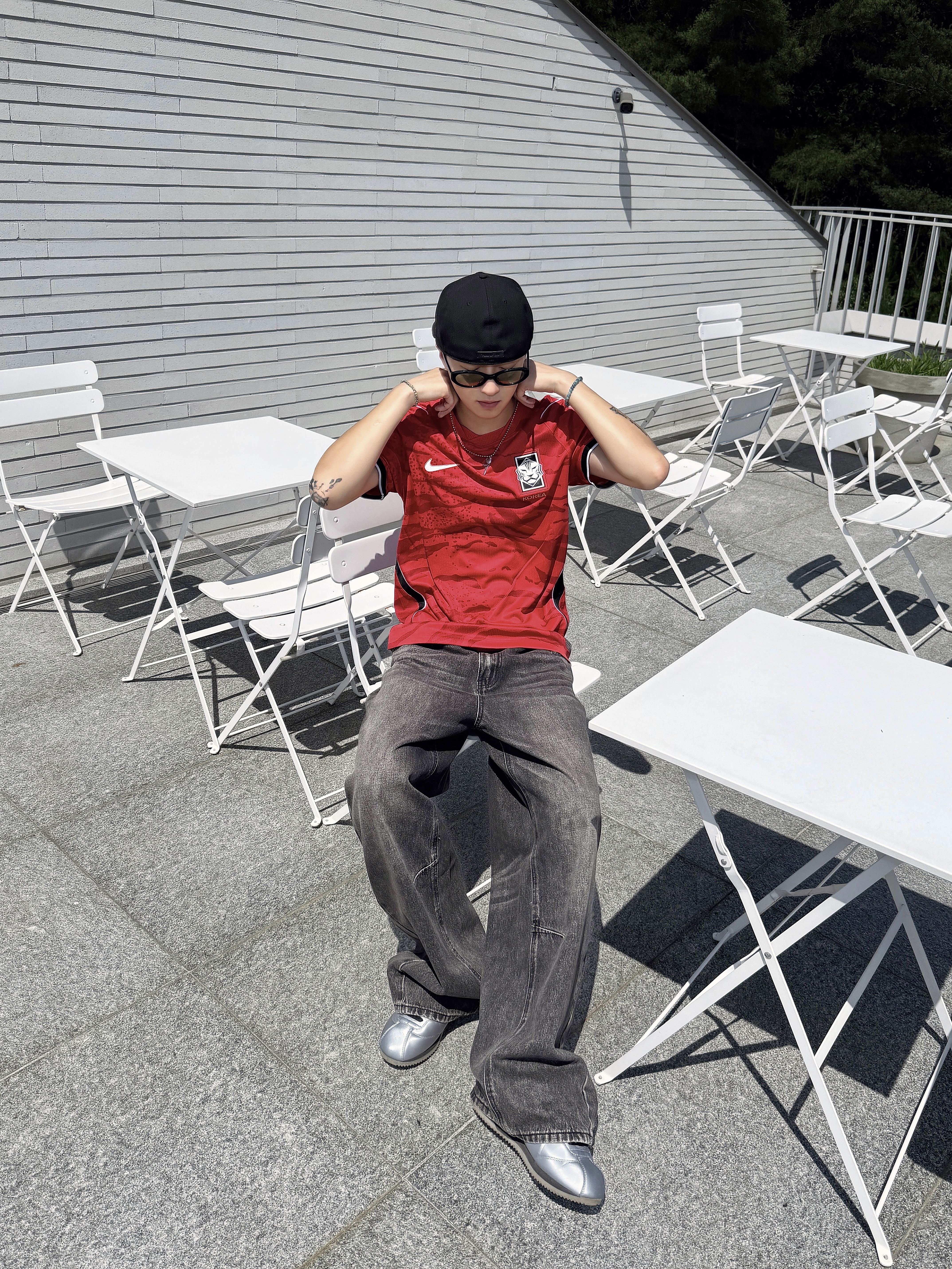 Nike Korea 2026 Stadium Home Dri-Fit Soccer Replica Jersey Global Red Black (Non Marking Ver.), Nike Korea 2026 Dri-Fit ADV Match Home Jersey Global Red Black (IB5175-679) (Non Marking Ver.) 착용 스타일 - 1