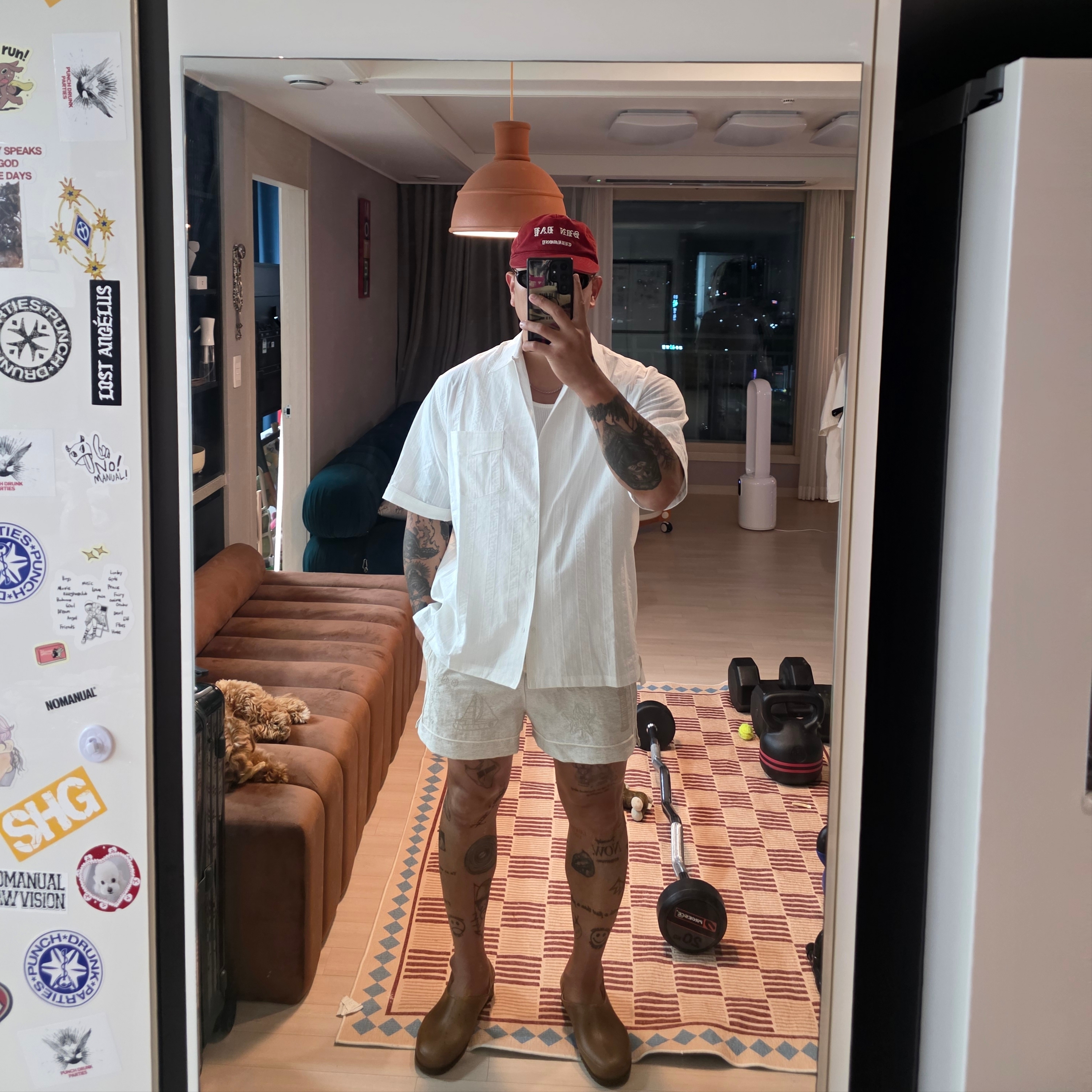 Plasticana Gardana Clog Chanvre - 26SS, Sunday Ceremony Vintage Washed 5 Panel Cotton Cap - Red 착용 스타일
