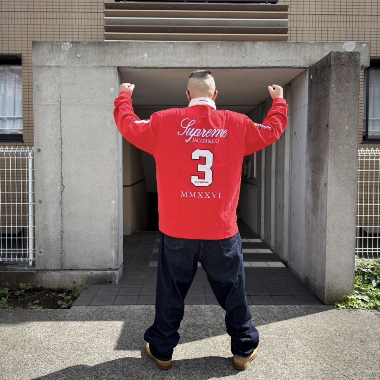 Supreme x La Martina x Jacob & Co Rugby Red - 26SS 착용 스타일