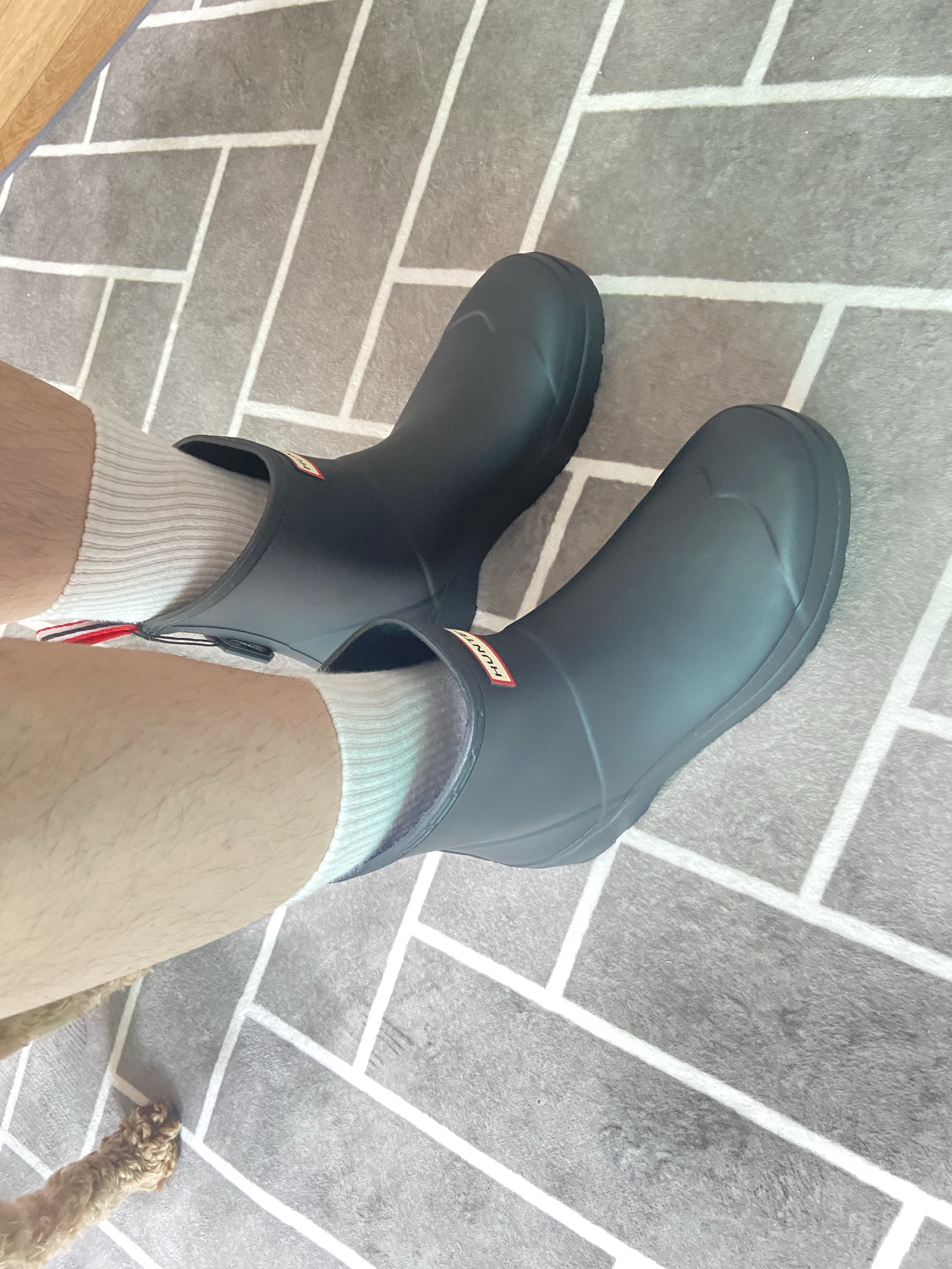 Hunter Play Short Wellington Boots Black 착용 스타일 - 1
