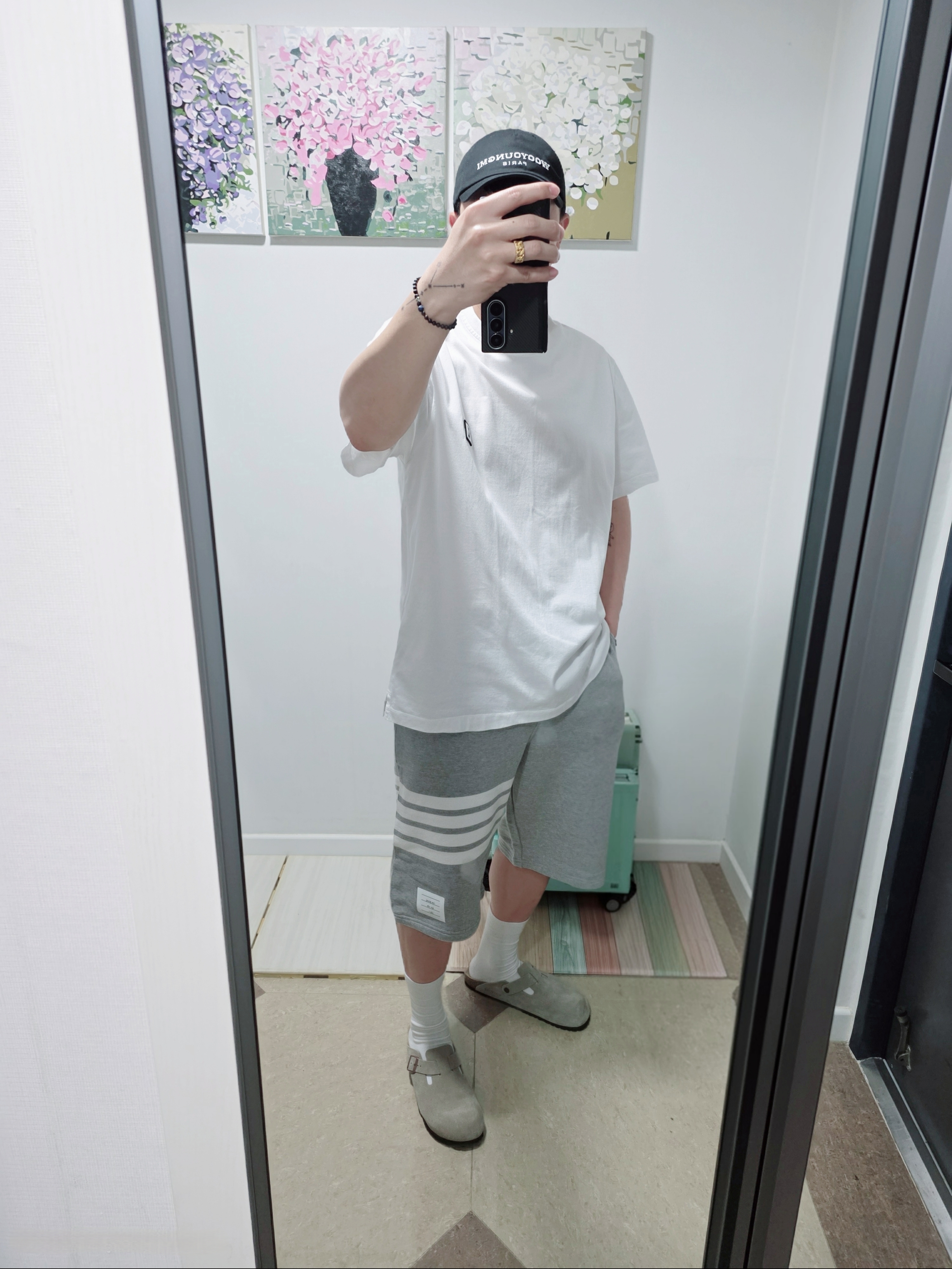 Wooyoungmi Cotton Back Logo T-Shirt White - 24SS, Wooyoungmi Cotton Back Logo T-Shirt White - 23FW 착용 스타일 - 2
