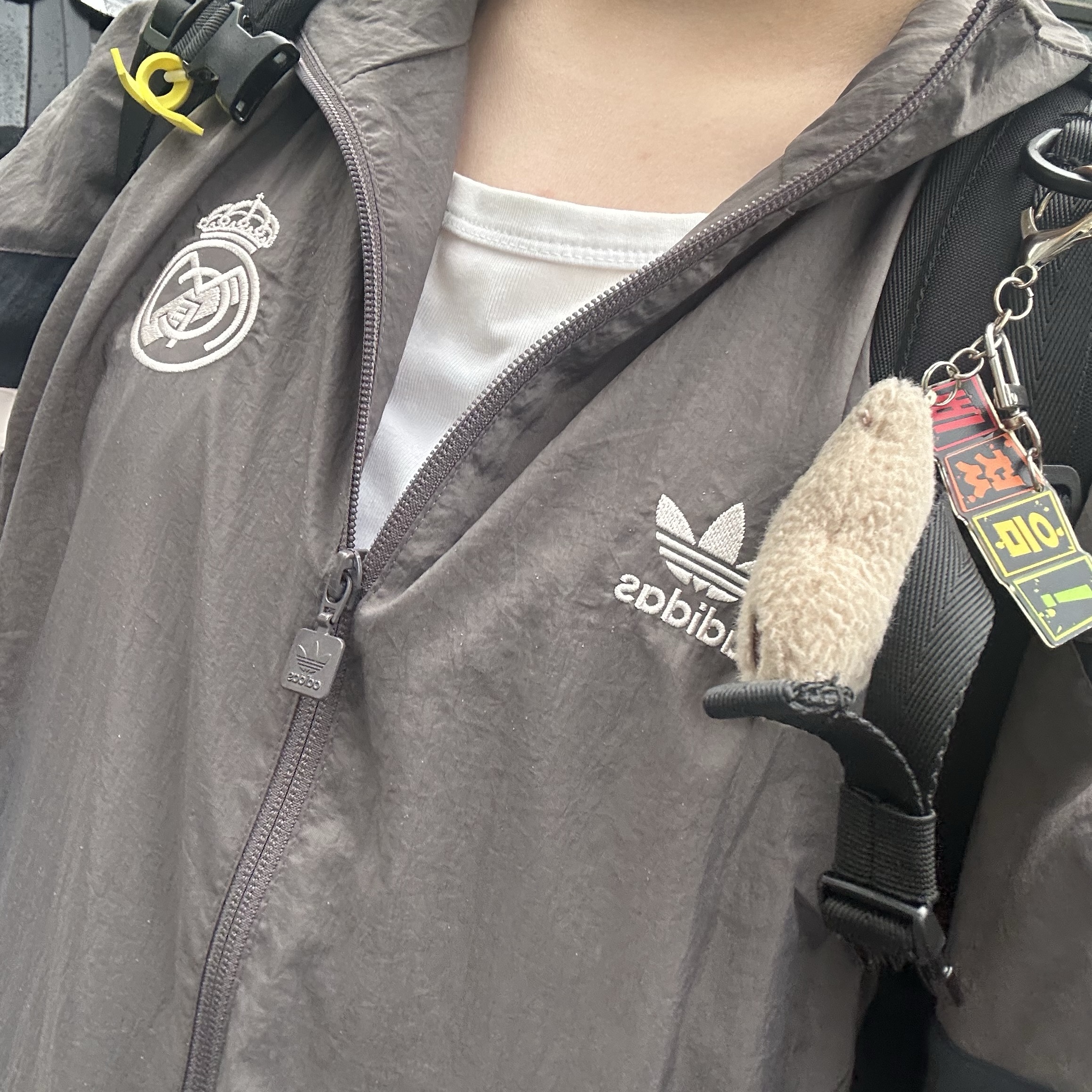 Adidas Real Madrid Originals Track Top Charcoal Grey - KR Sizing 착용 스타일