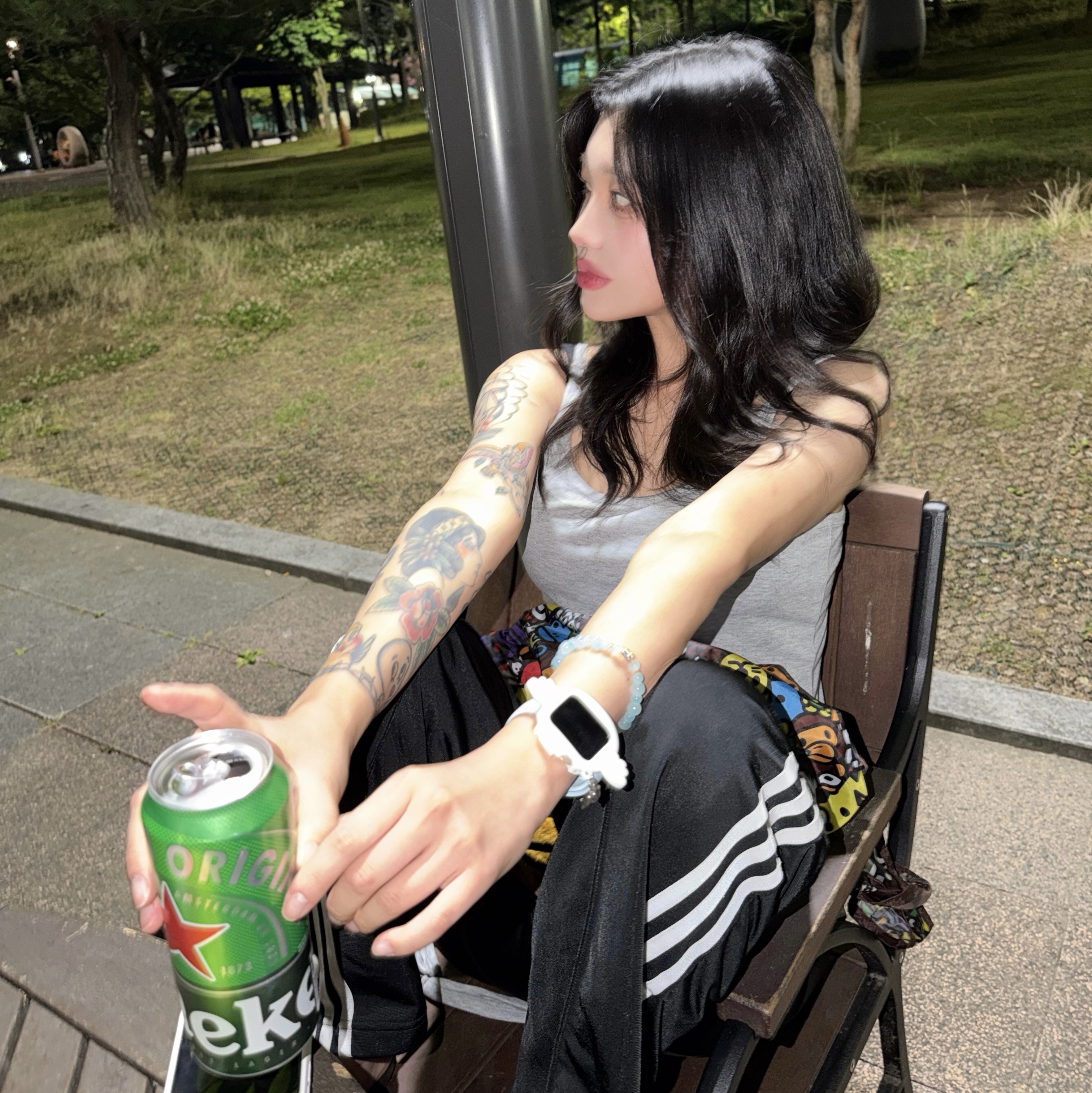 (W) Adidas Originals Firebird Loose Track Pants Black - KR Sizing, Oofos OOriginal Black 착용 스타일