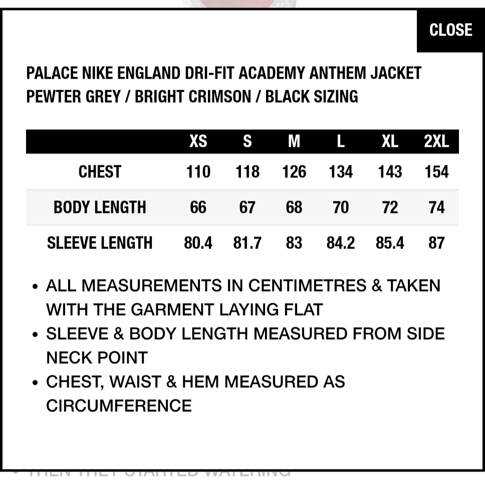 Palace x Nike England Dri-Fit Academy Anthem Jacket Pewter Grey Bright Crimson 착용 스타일 - 1