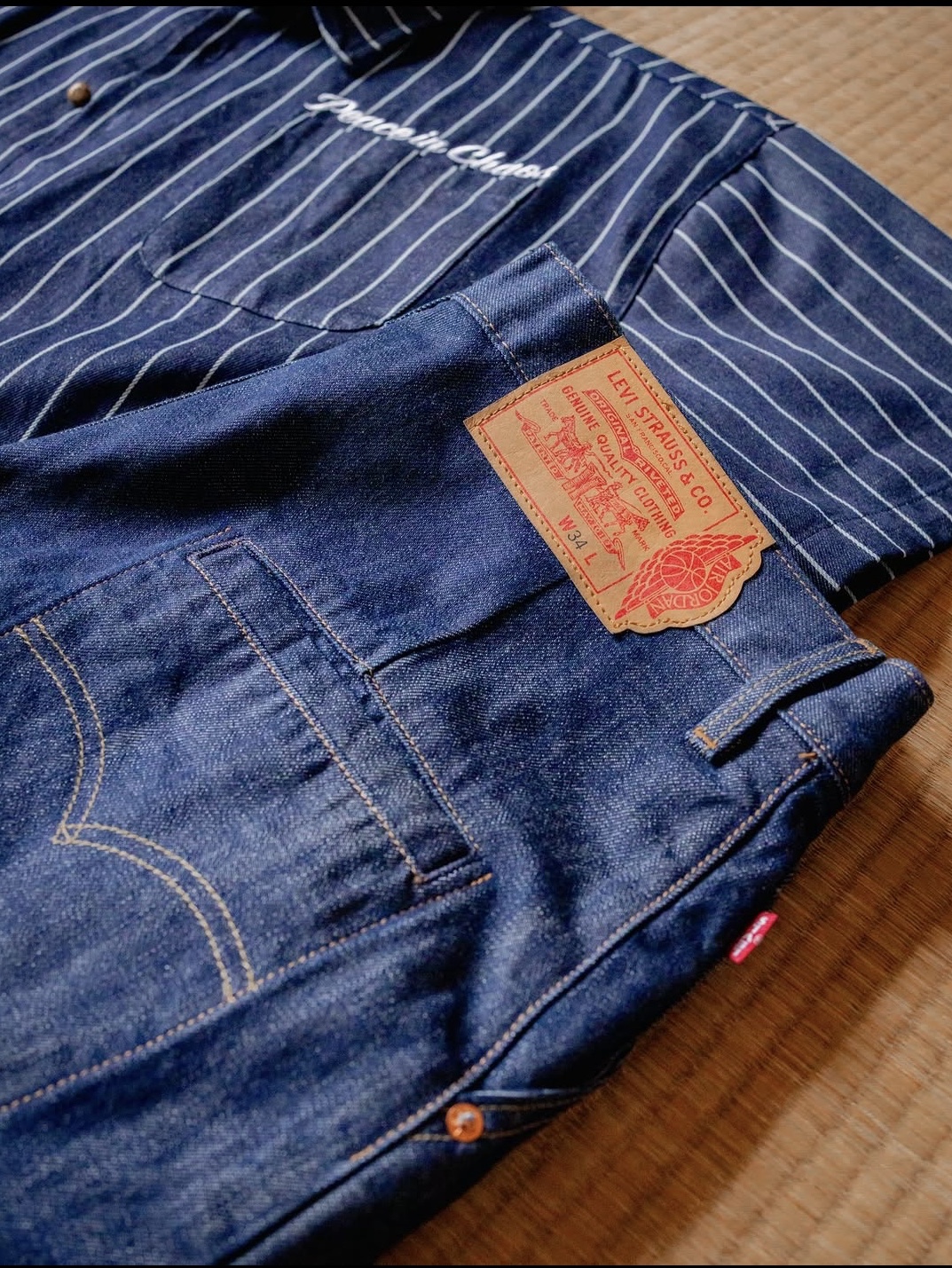 Levi's x Jordan Baggy Shorts Indigo, Jordan 4 x Nigel Sylvester Retro OG Brick After Brick 착용 스타일 - 3