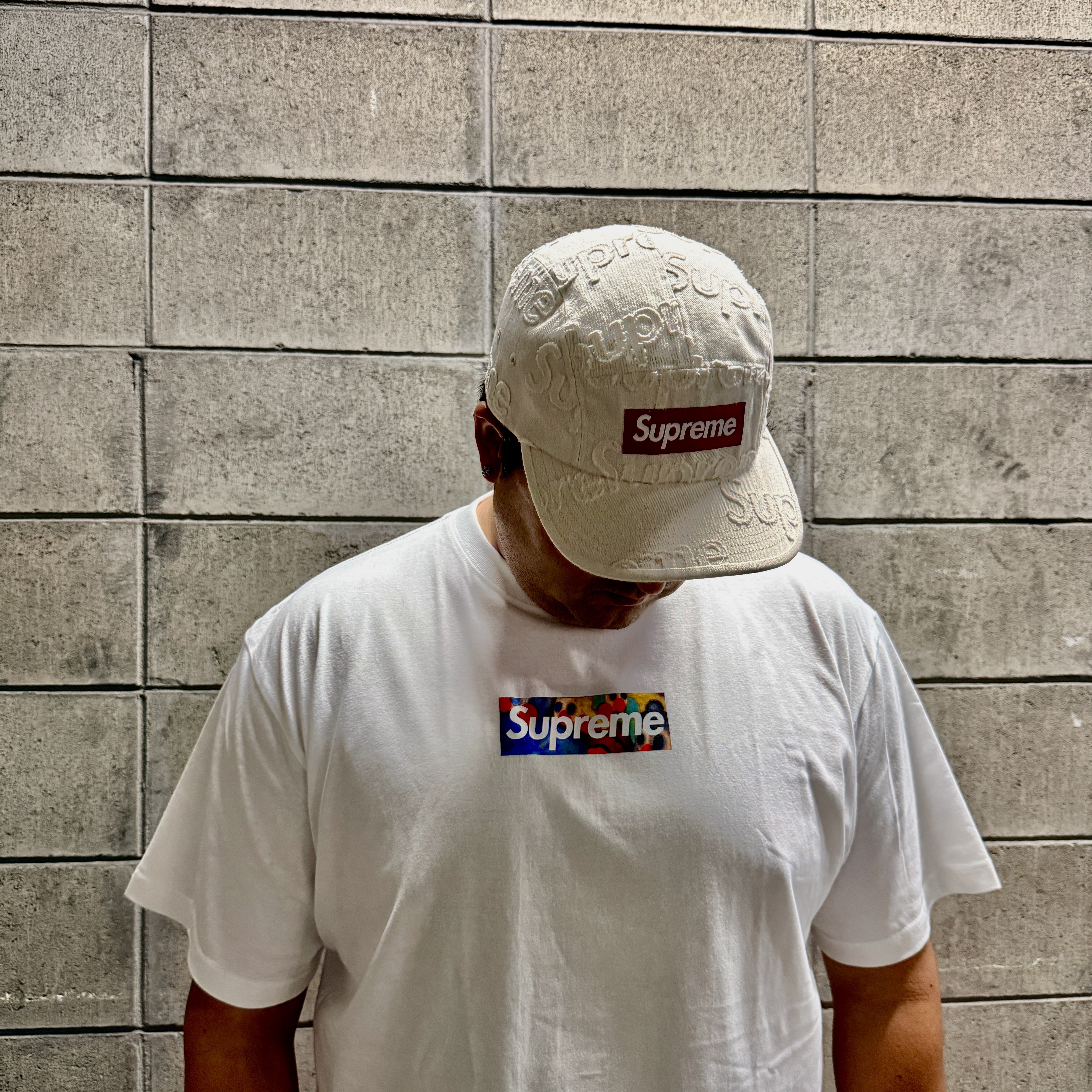 Supreme Lasered Denim Camp Cap White - 24FW, Nike Air Woven Multi-Color 착용 스타일 - 2