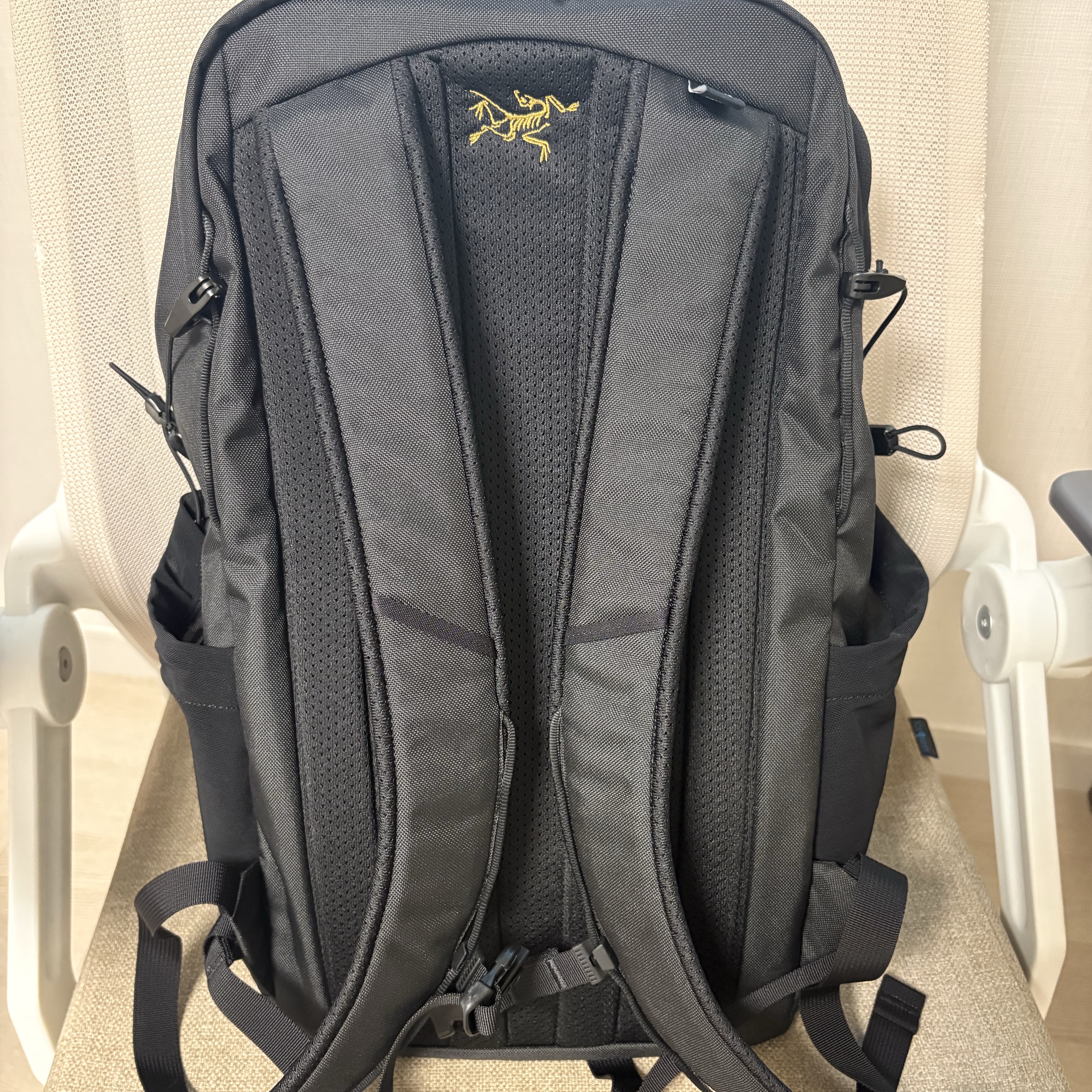 Arc'teryx Mantis 26 Backpack Black, Starbucks x BAPE Baby Milo Keychain 착용 스타일 - 2