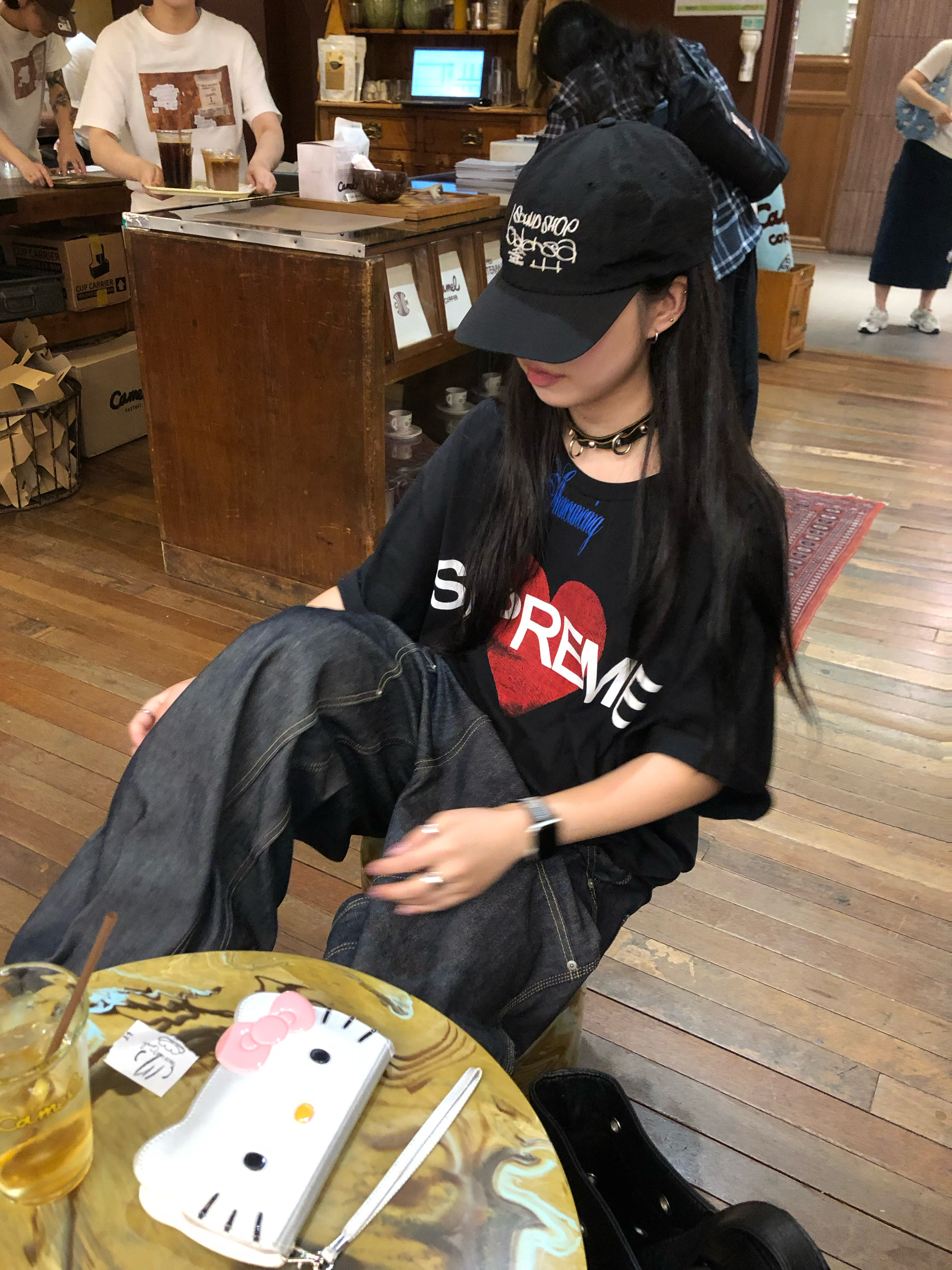 Supreme Announcing T-Shirt Black - 25SS, Vacant Archive Nana Stud Leather Choker Silver 착용 스타일