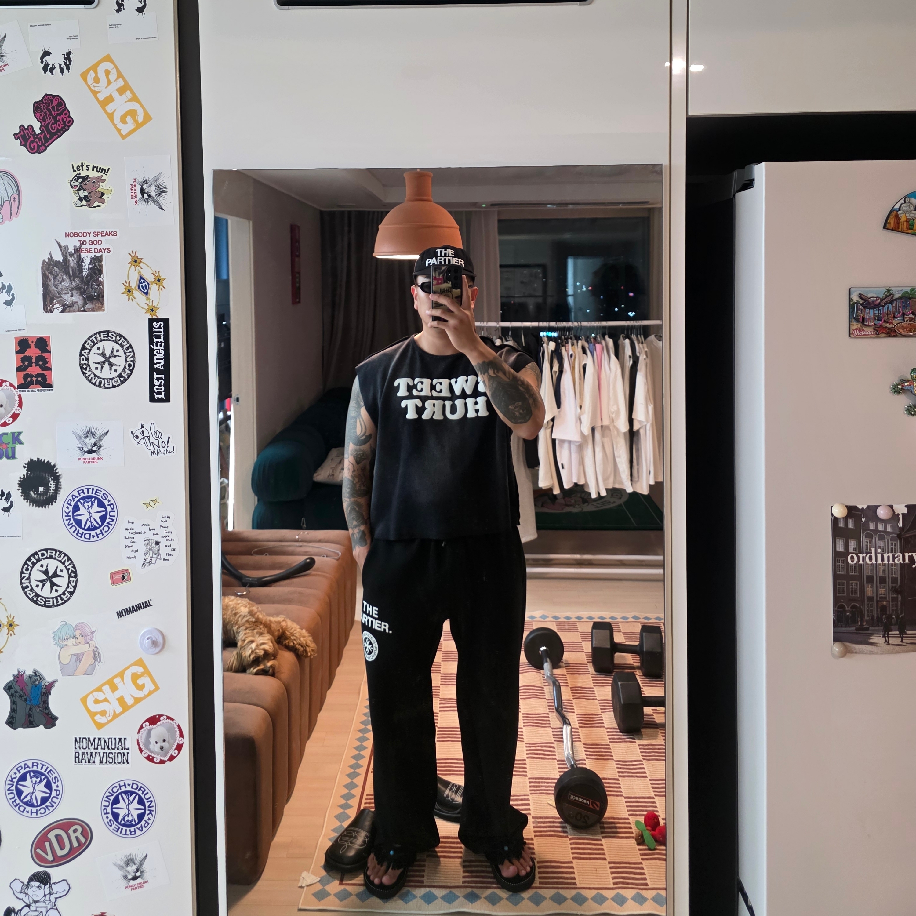 Punch Drunk Parties Sweet Hurt Mesh Cap Black, Punch Drunk Parties Sweet Hurt Sleeveless Washed Black 착용 스타일