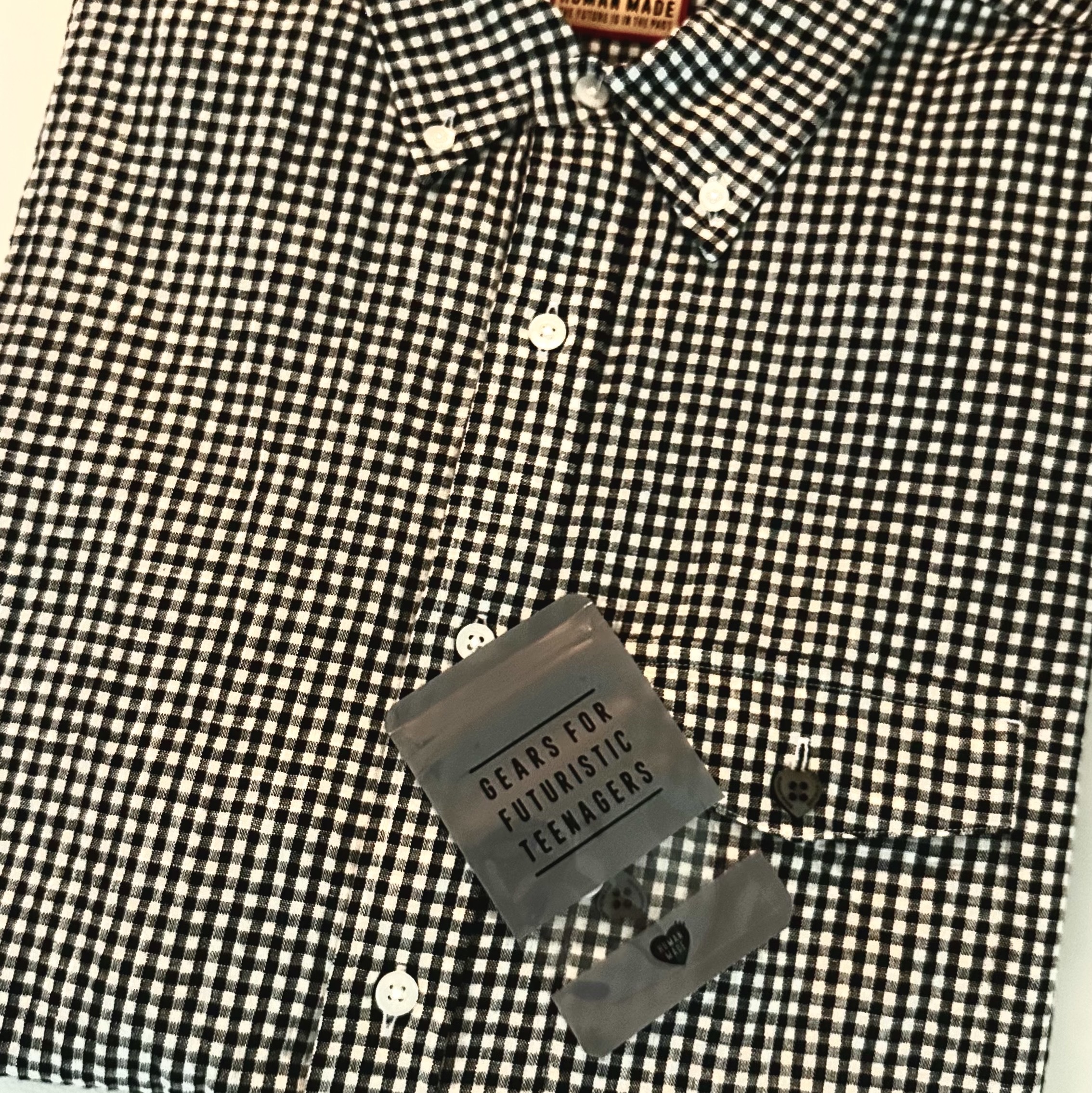 Human Made Check B.D S/S Shirt Black 착용 스타일 - 1