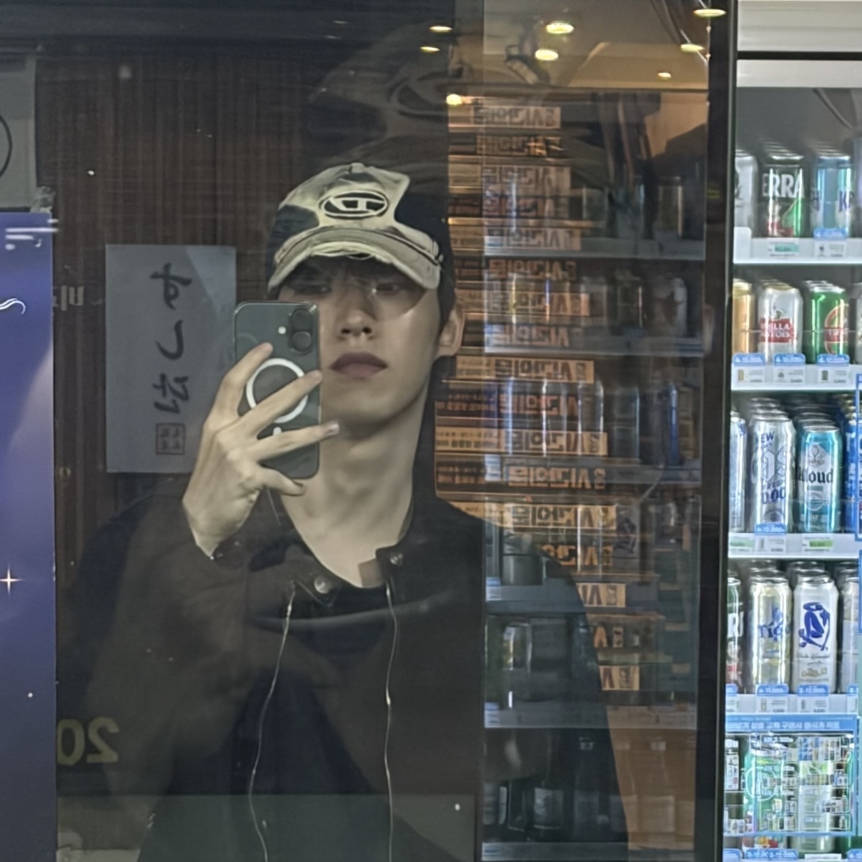 Diesel C-Seymon Treated Denim Baseball Cap Blue White, Diesel D-Glory Jacket Black 착용 스타일