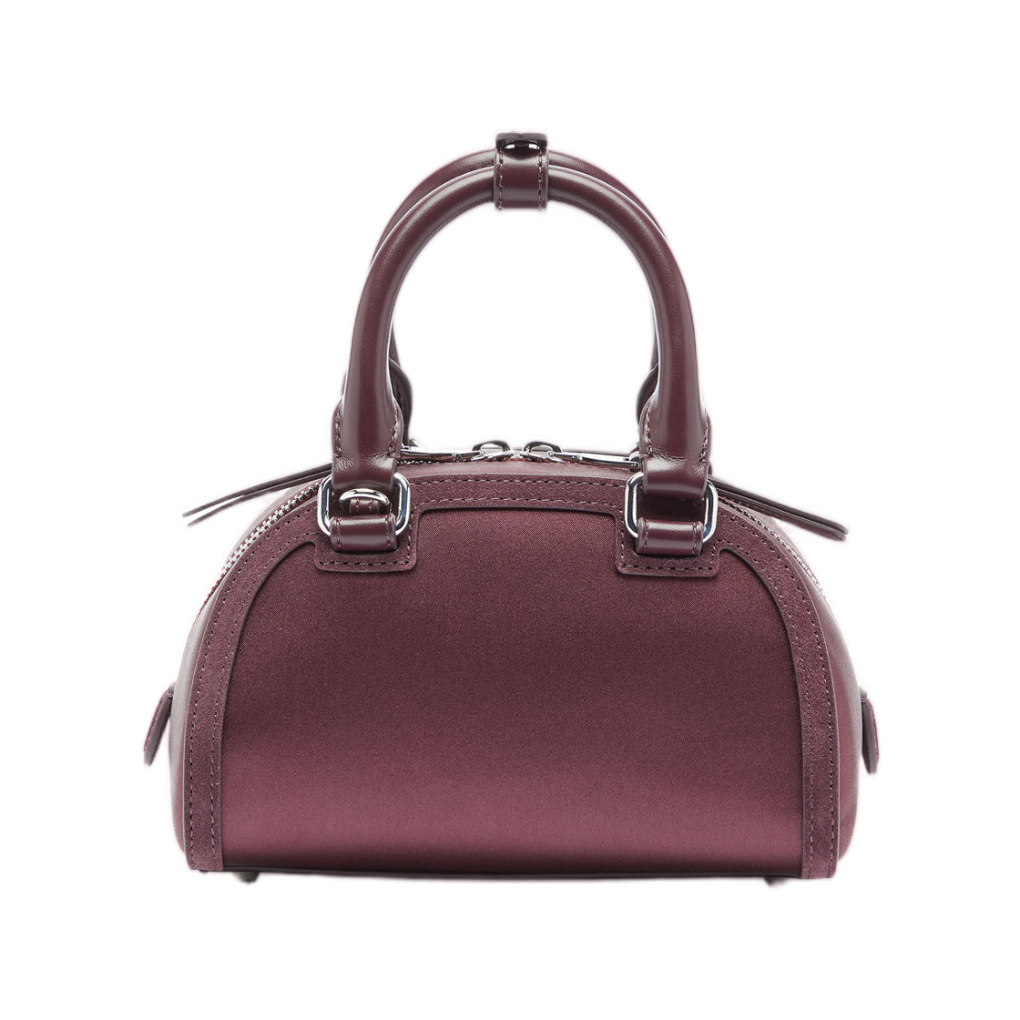 X10369P9155-T5088 Diesel 1DR Dome Small Bowling Bag In Satin and Suede Burgundy
