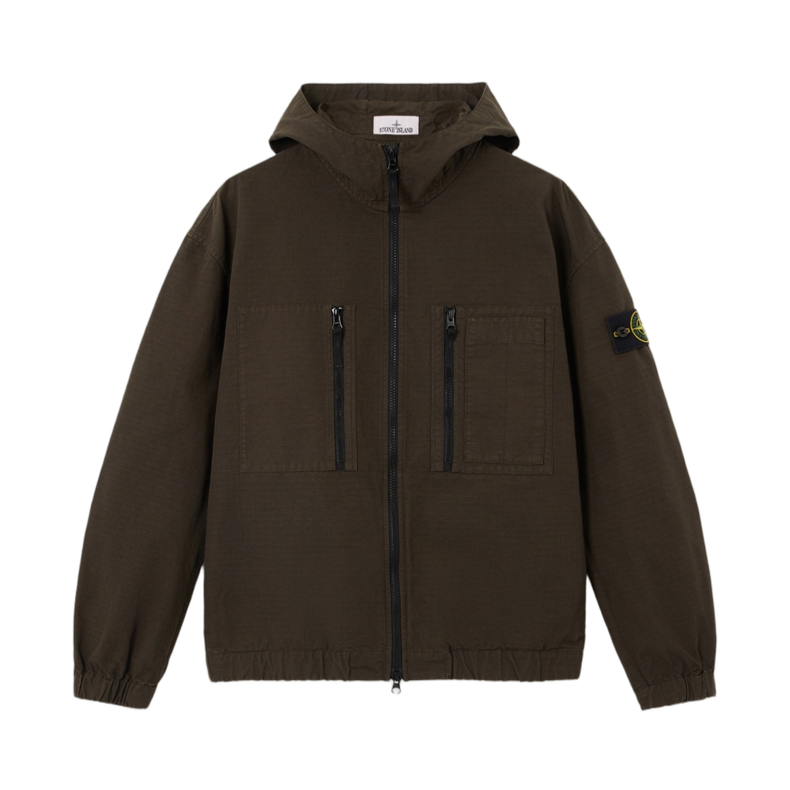 L2S1512000-11S0211-V0078 Stone Island 1200011 Organic Cotton Ripstop Comfort-Fit Hooded Overshirt with Zip Pockets Coal Grey - 26FW