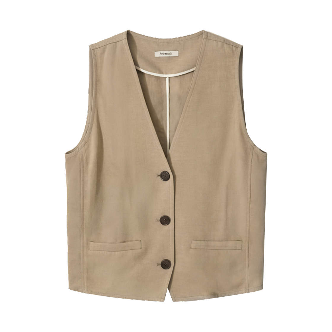 - (W) Aviemuah Natural Linen Vest Camel