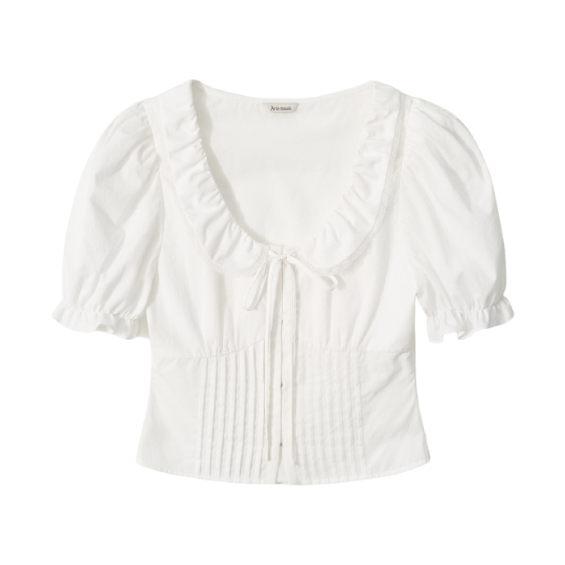 - (W) Aviemuah Puff Sleeve Pintuck Blouse Ivory
