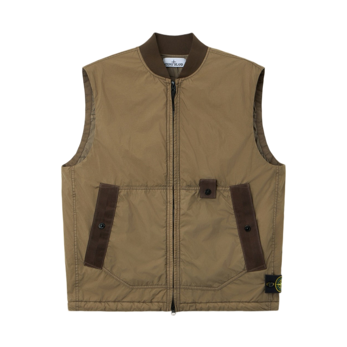 L2S15G1000-06S0A23-V005G Stone Island G100006 Crinkle Reps NY Wind-Resistant Padded Vest with Anti-Drop Military Green - 26FW