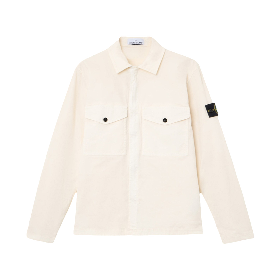 L2S1512000-03S0A10-V0093 Stone Island 1200003 Stretch Organic Cotton Twill Regular-Fit Zip-Up Overshirt with Chest Pockets Ivory - 26FW